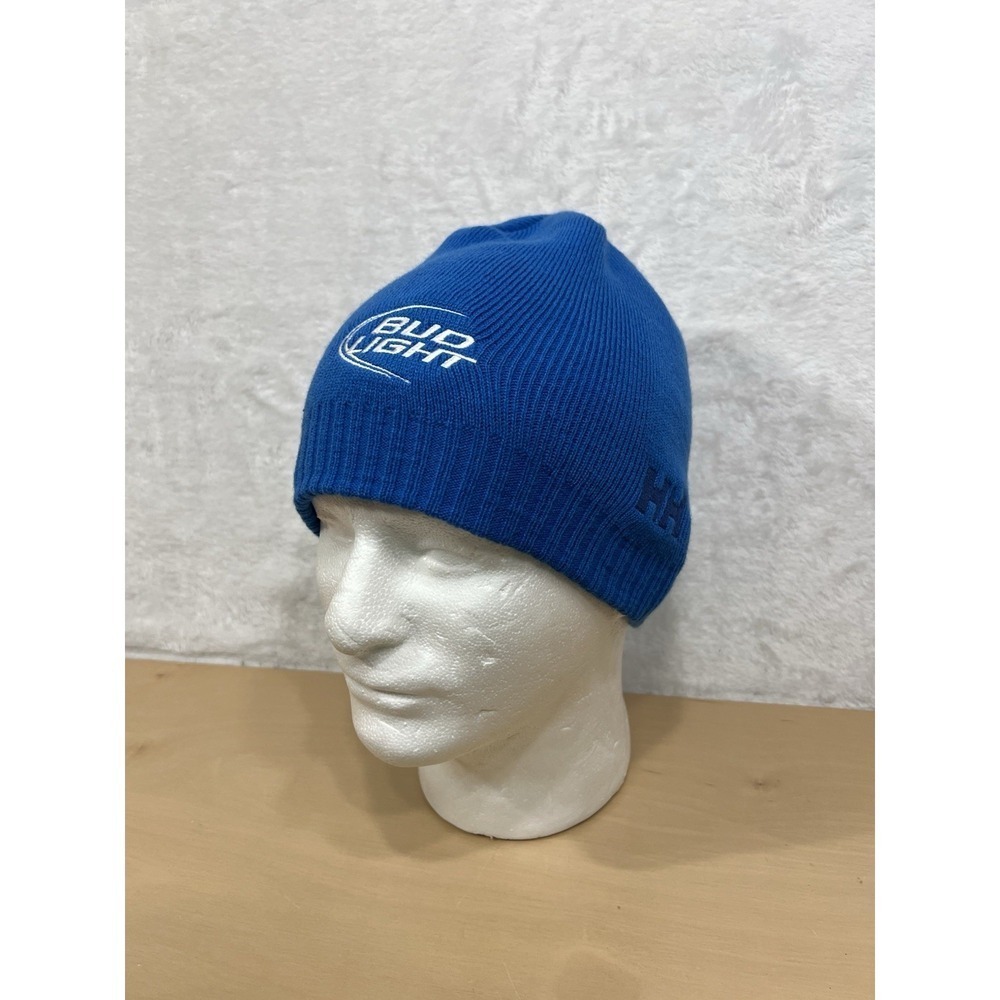 Helly Hansen Blue Knit Beanie Hat Bud Light Logo HH Winter Cap One Size